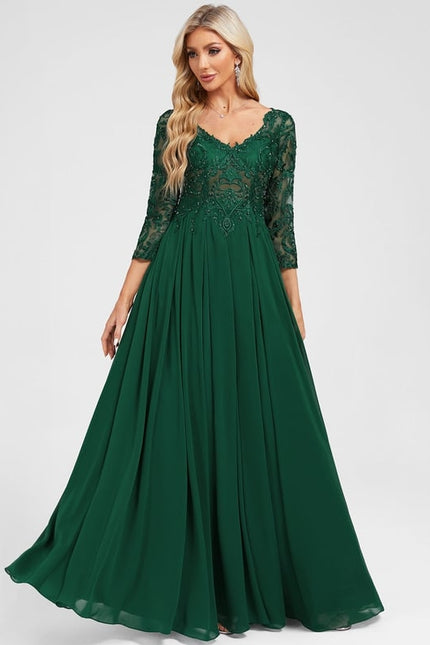 Robe de Soirée Émeraude Fluide - gallery 1