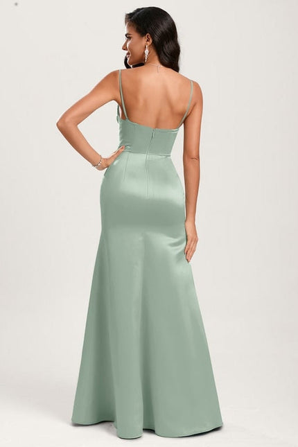 Robe de Soirée Satin Émeraude Lisse - gallery 6