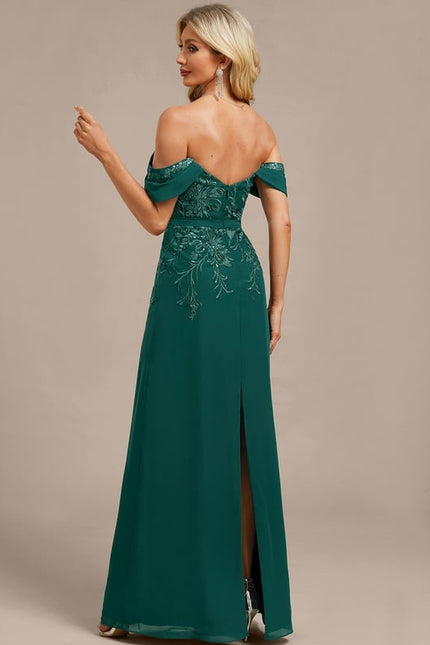Robe de Soirée Émeraude Brodée - gallery 5