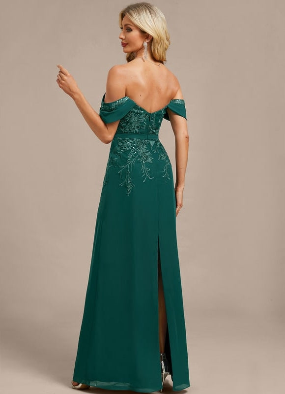 Robe de Soirée Émeraude Brodée - gallery 5
