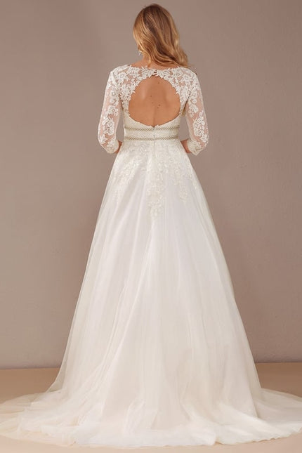 Robe De Soirée Longue Manche Bouffante - gallery 2