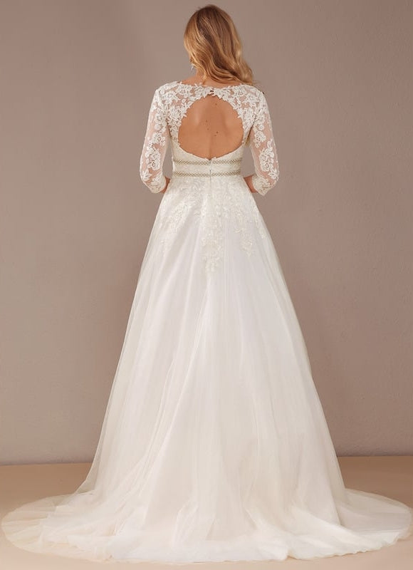Robe De Soirée Longue Manche Bouffante - gallery 2