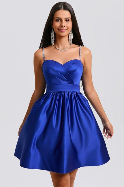 Robe de Soirée Satinée Bleue - gallery 2