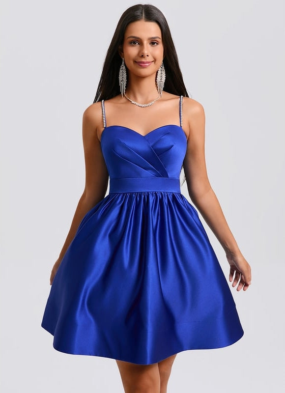 Robe de Soirée Satinée Bleue - gallery 2