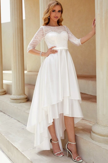 Robe De Soirée Asymétrique Blanche - gallery 5