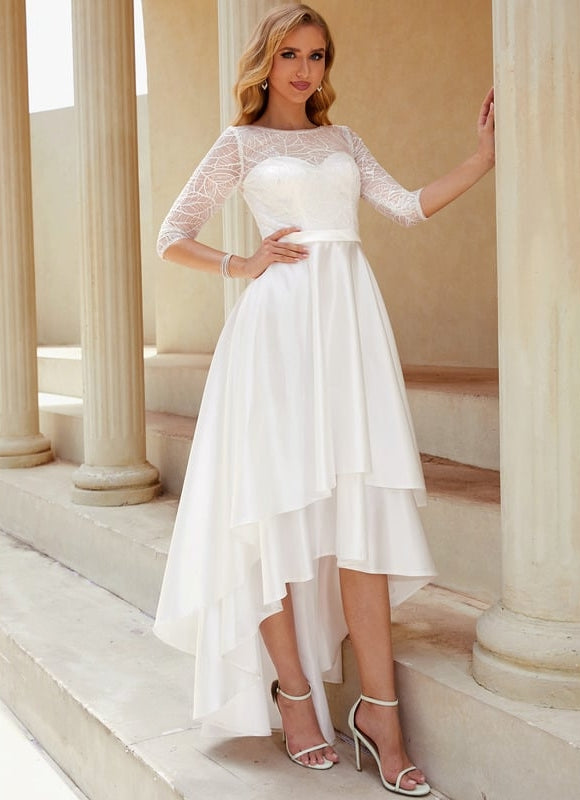 Robe De Soirée Asymétrique Blanche - gallery 5