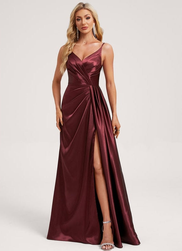 Robe de Soirée Satin Vert Pâle