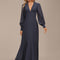 Robe de Soirée Longue Bleue En Mousseline Asymétrique