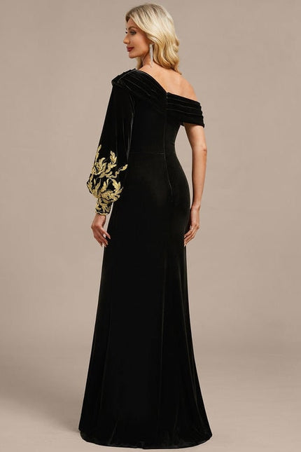 Robe de Soirée Velours Doré Élégant - gallery 6