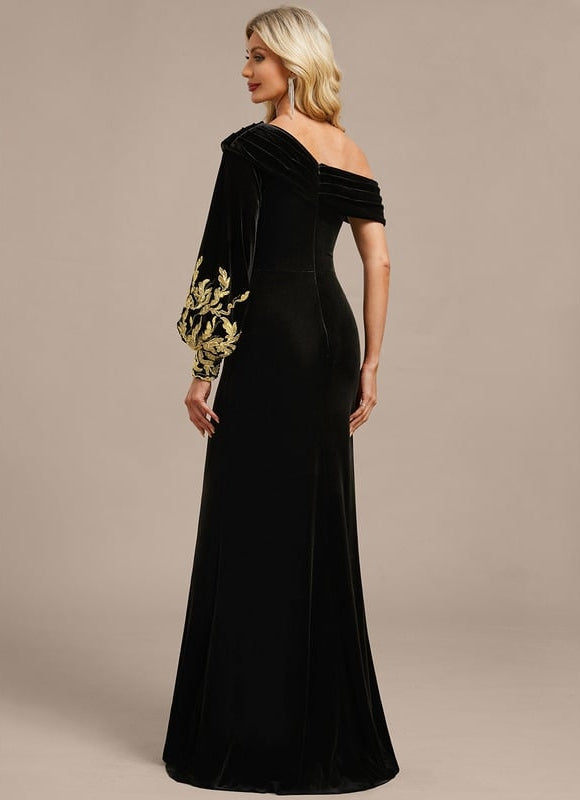 Robe de Soirée Velours Doré Élégant - gallery 6