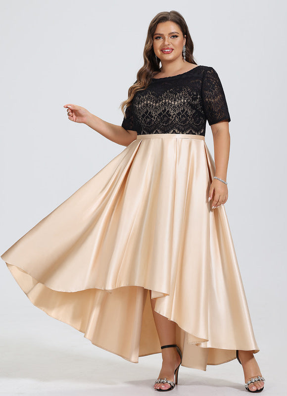 Robe de Soirée Satin Noir Doré - gallery 5