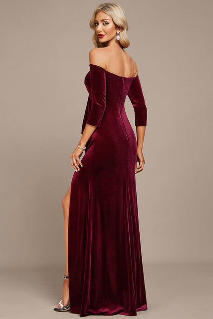 Robe de Soirée Velours Pourpre Élégant - gallery 4
