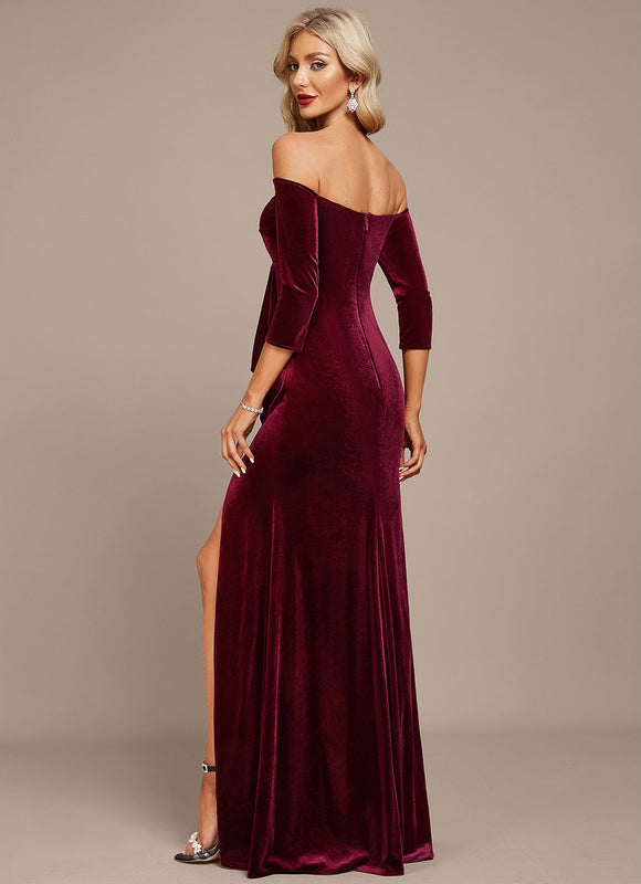 Robe de Soirée Velours Pourpre Élégant - gallery 4