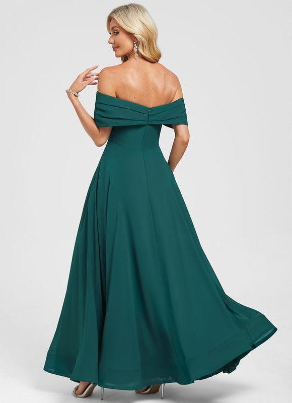 Robe de Soirée Longue Émeraude Plissée - gallery 3