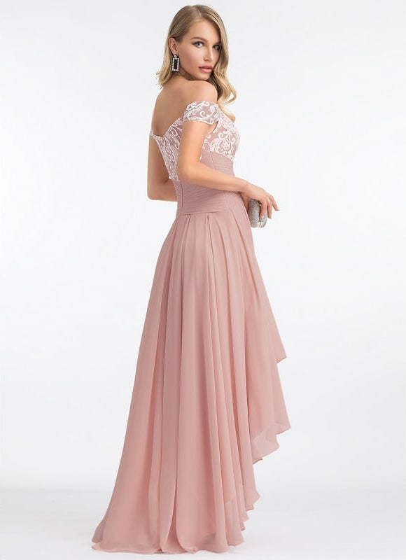 Robe de Soirée Chic Volant Rosé - gallery 5