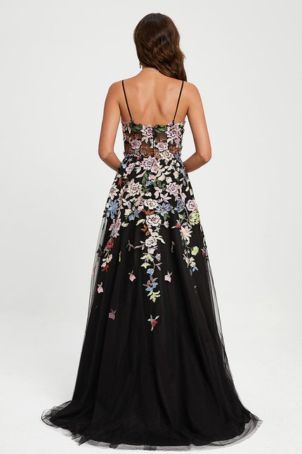 Robe de Soirée Éclat Floral Noir - gallery 5