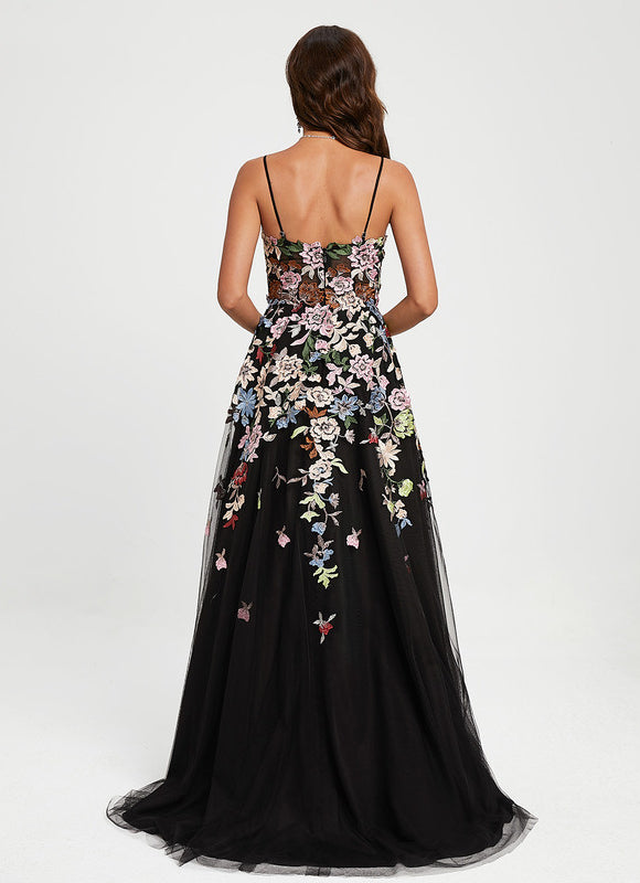 Robe de Soirée Éclat Floral Noir - gallery 5