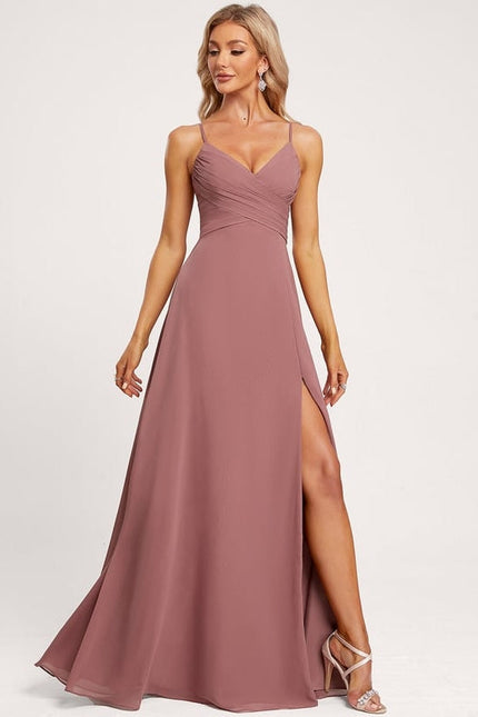 Robe de Soirée Mousseline Beige - gallery 4