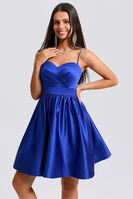 Robe de Soirée Satinée Bleue - gallery 4