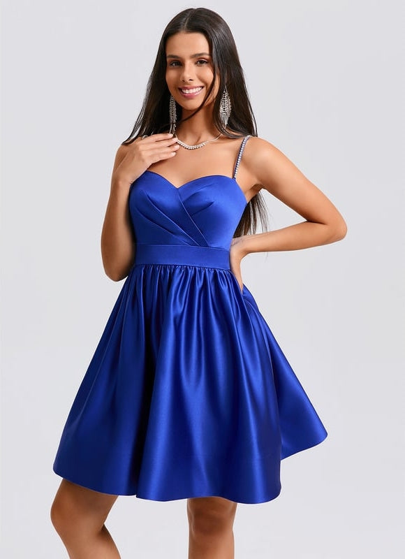 Robe de Soirée Satinée Bleue - gallery 4