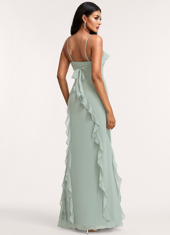 Robe de Soirée Fluide Vert Deau - gallery 3