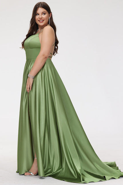 Robe de Soirée Satinée Olive - gallery 9