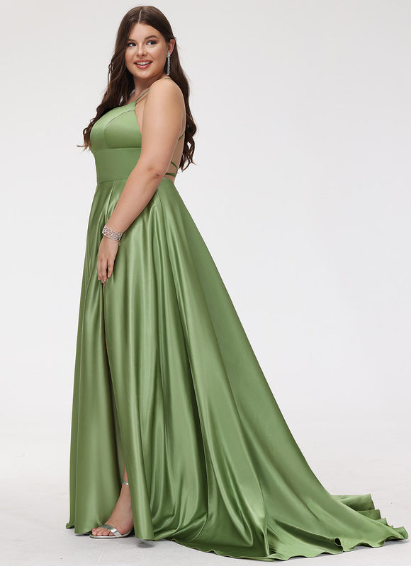 Robe de Soirée Satinée Olive - gallery 9