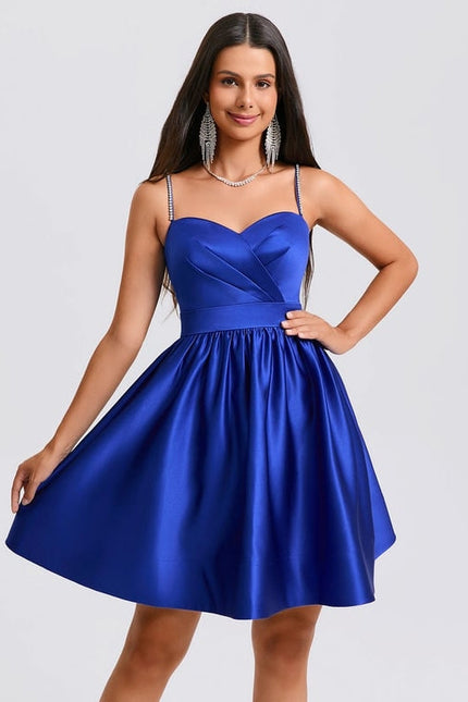 Robe de Soirée Satinée Bleue