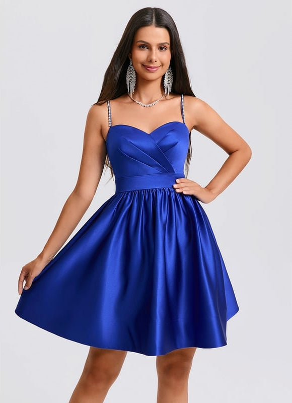 Robe de Soirée Satinée Bleue