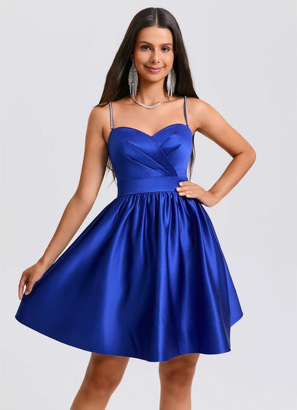 Robe de Soirée Satinée Bleue