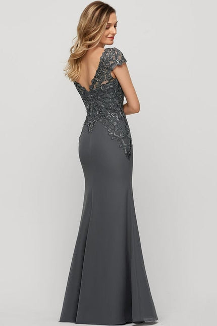 Robe de Soirée Satin Gris Perle - gallery 4