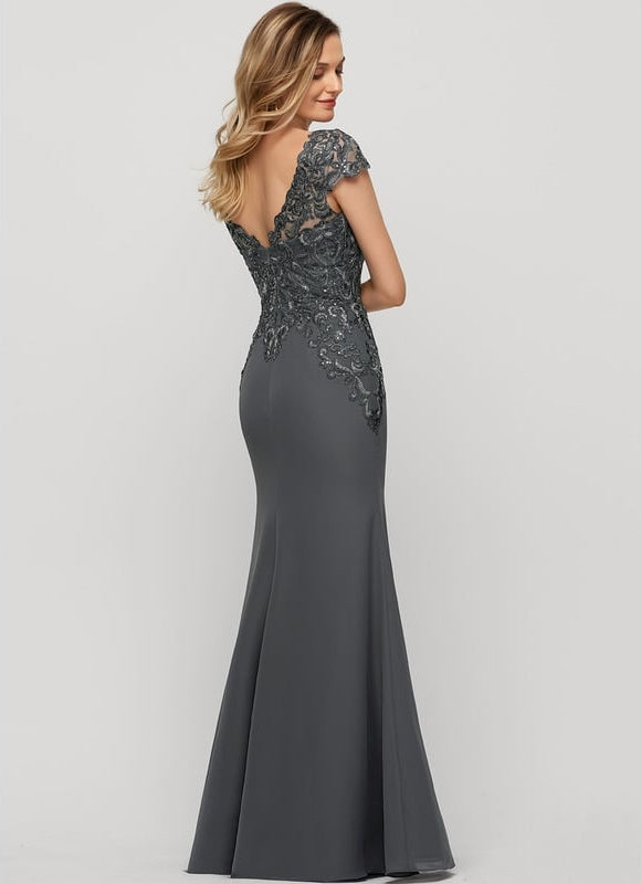 Robe de Soirée Satin Gris Perle - gallery 4