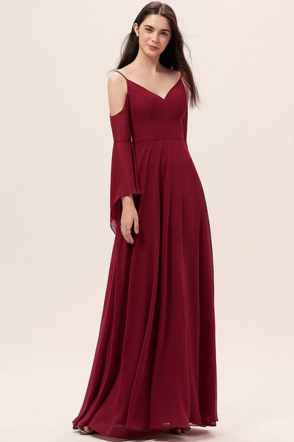 Robe de Soirée Mousseline Beige - gallery 2