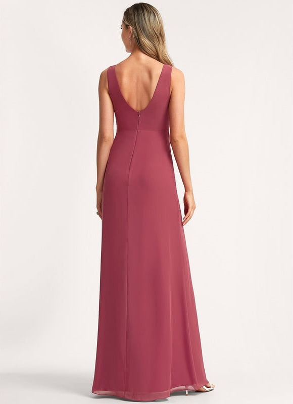Robe de Soirée Mousseline Beige - gallery 3