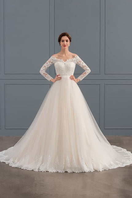 Robe de Soirée Longue Blanche Princesse Dentelle - gallery 2