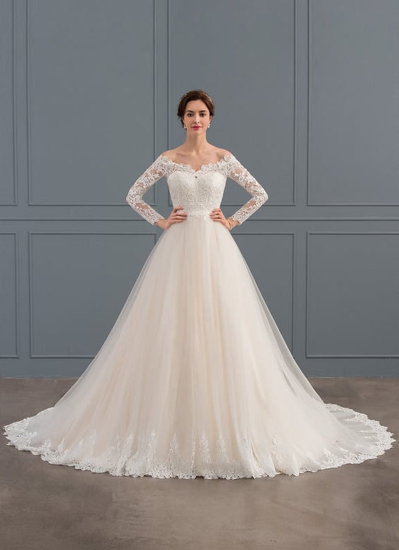 Robe de Soirée Longue Blanche Princesse Dentelle - gallery 2