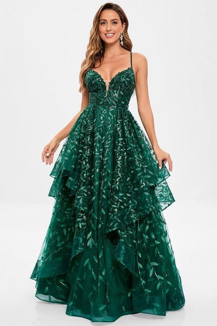 Robe De Soirée Dentelle Verte - gallery 1