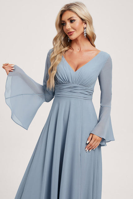 Robe de Soirée Mousseline Beige - gallery 4