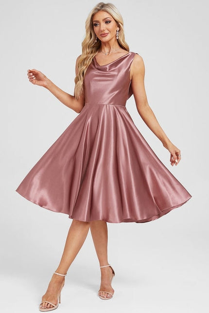 Robe de Soirée Satin Rose Chic - gallery 3