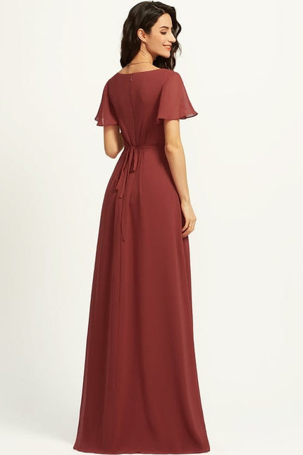 Robe de Soirée Mousseline Beige - gallery 3