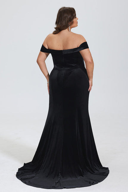 Robe de Soirée Velours Noir Élancé - gallery 7