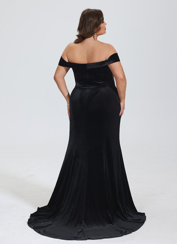 Robe de Soirée Velours Noir Élancé - gallery 7