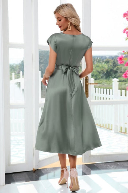Robe de Soirée Satinée Sage - gallery 1