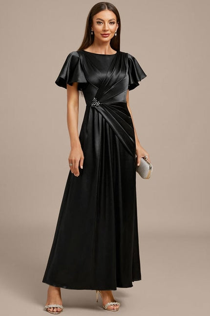 Robe de Soirée Satin Noir Chic