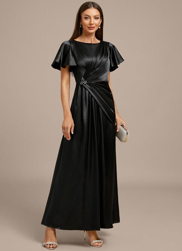 Robe de Soirée Satin Noir Chic