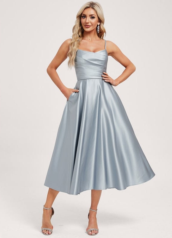 Robe de Soirée Satinée Céleste