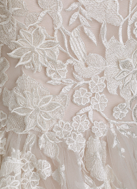 Robe de Soirée Longue Blanche Princesse Tulle Dentelle Mariée - gallery 7