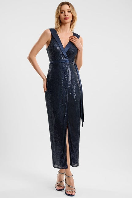 Robe De Soirée Bleue Paillettes - gallery 2