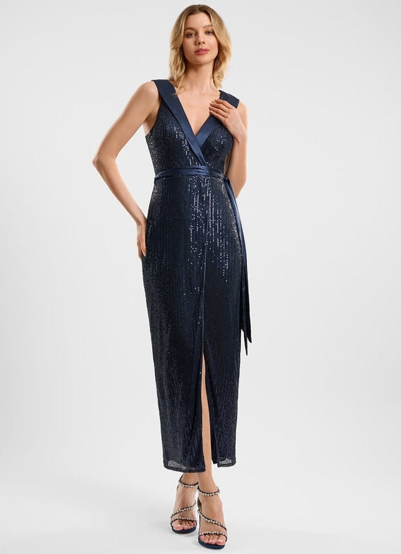 Robe De Soirée Bleue Paillettes - gallery 2
