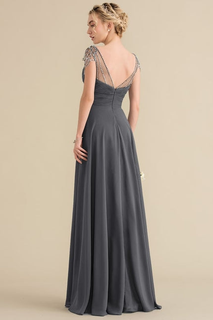 Robe de Soirée Chiffon Marine - gallery 4